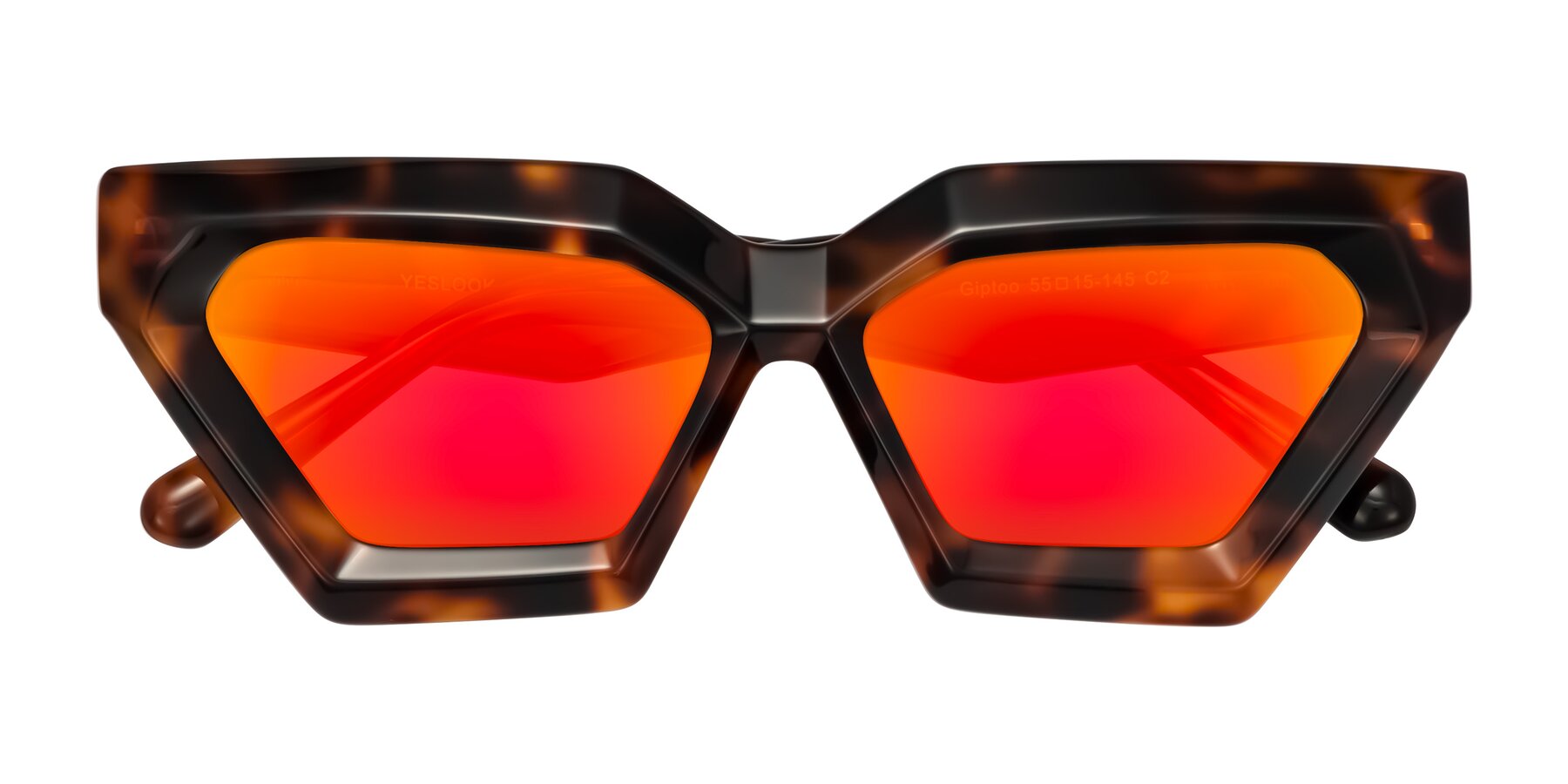 Folded Front of Giptoo in Tortoise with Red Gold Mirrored Lenses