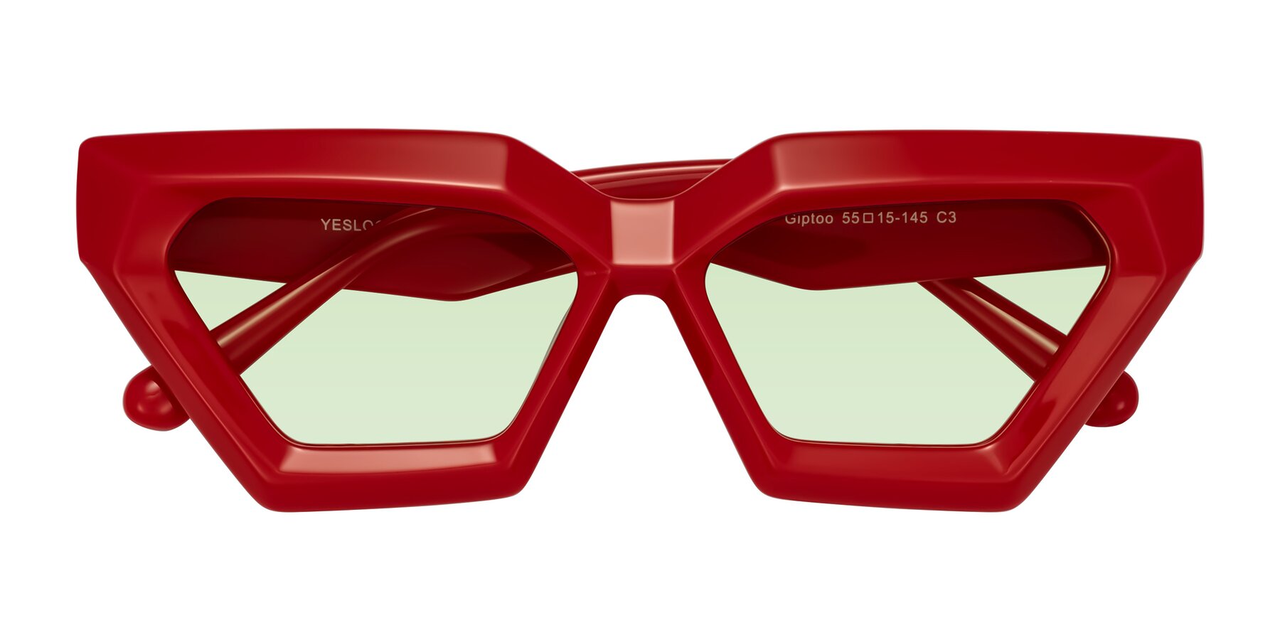 Folded Front of Giptoo in Red with Light Green Tinted Lenses