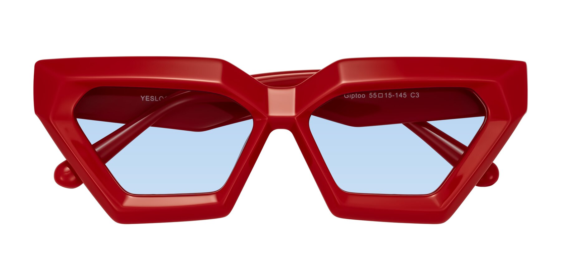 Folded Front of Giptoo in Red with Light Blue Tinted Lenses