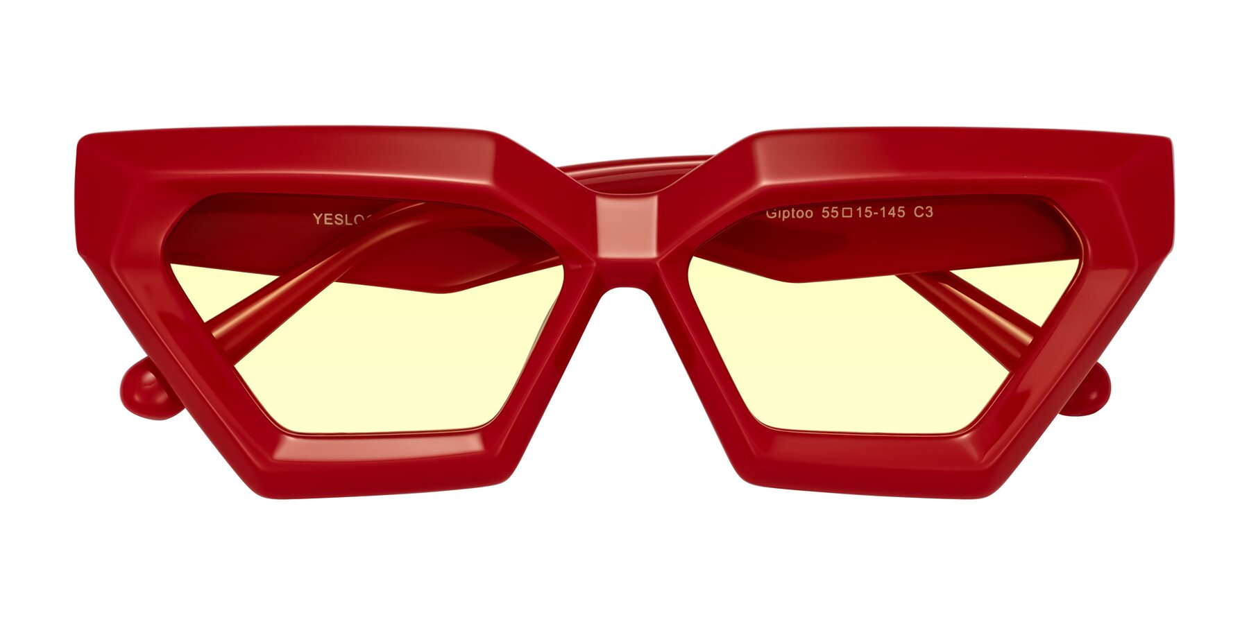 Folded Front of Giptoo in Red with Light Yellow Tinted Lenses