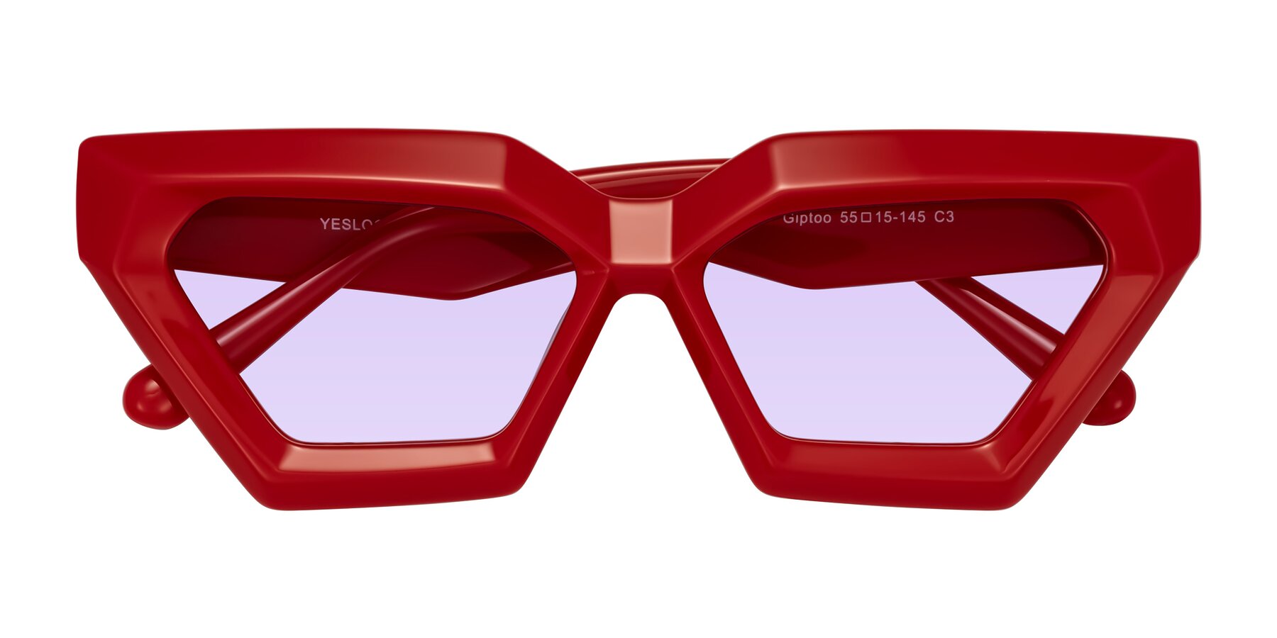 Folded Front of Giptoo in Red with Light Purple Tinted Lenses