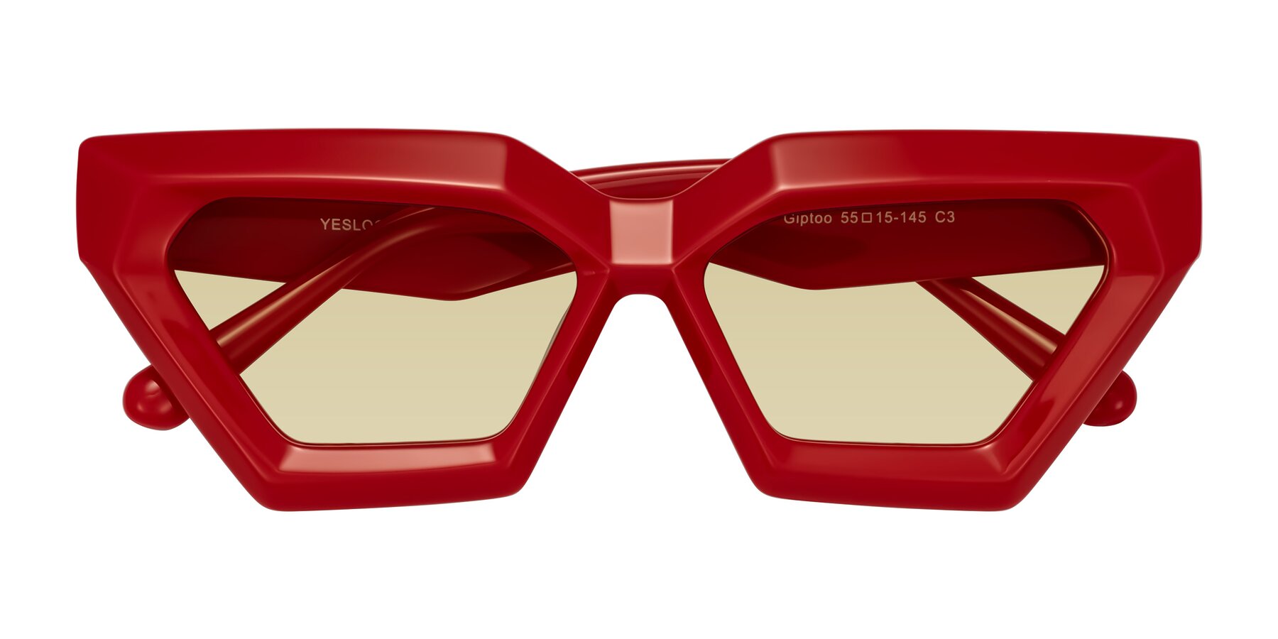 Folded Front of Giptoo in Red with Light Champagne Tinted Lenses