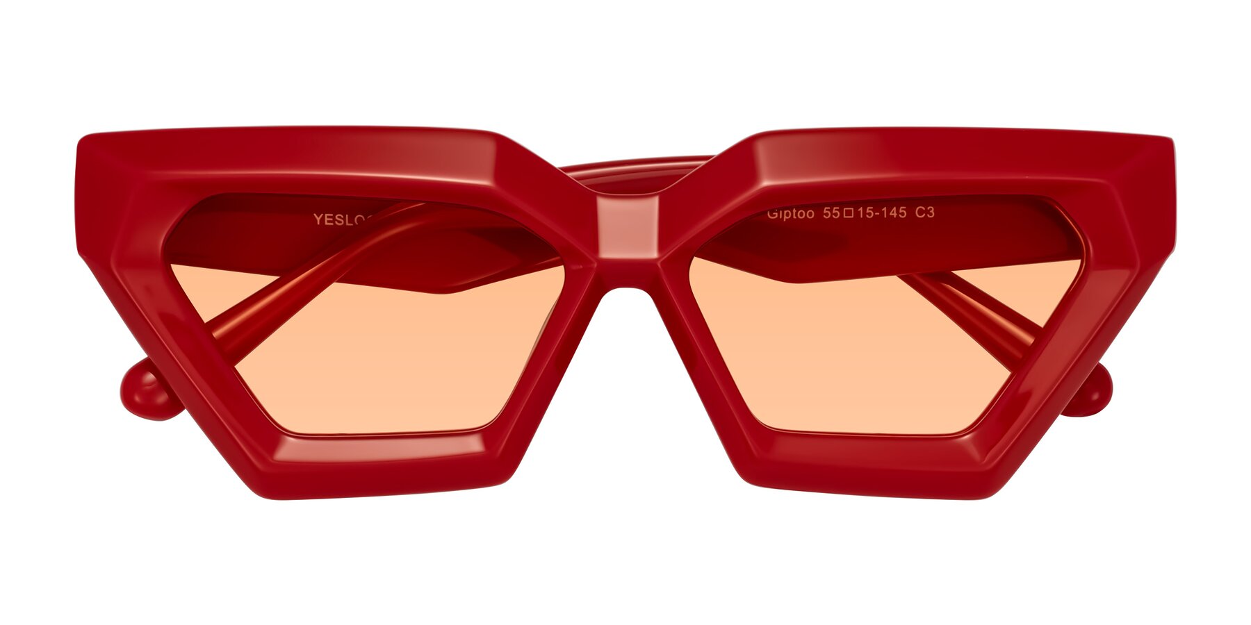 Folded Front of Giptoo in Red with Light Orange Tinted Lenses