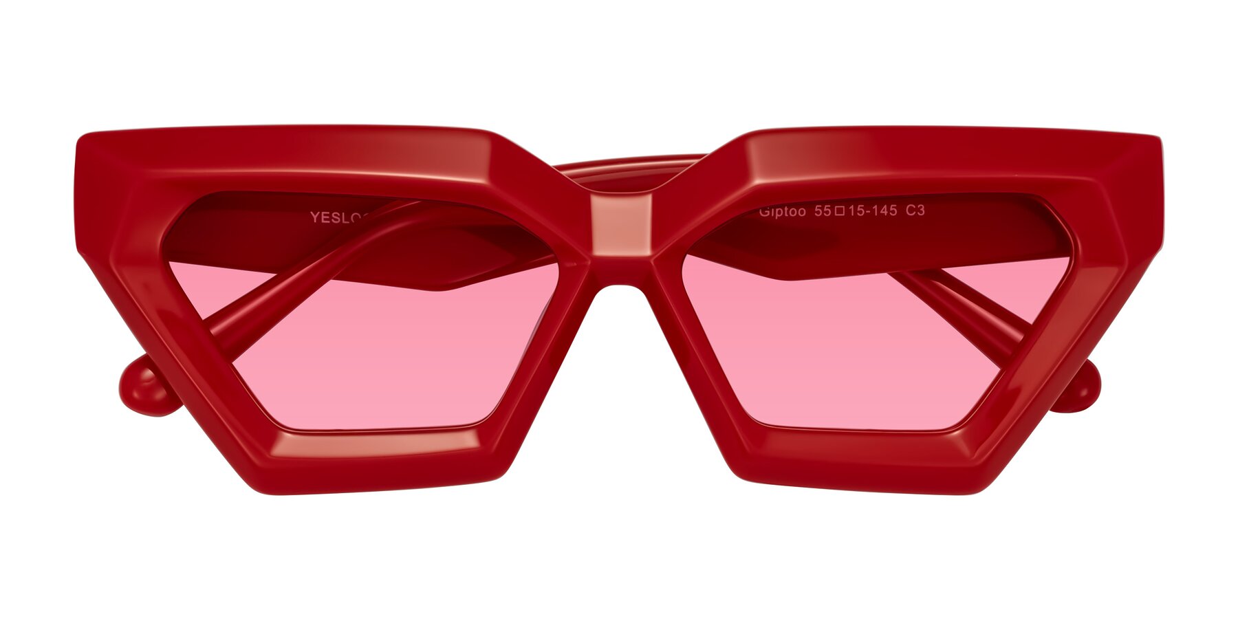 Folded Front of Giptoo in Red with Pink Tinted Lenses