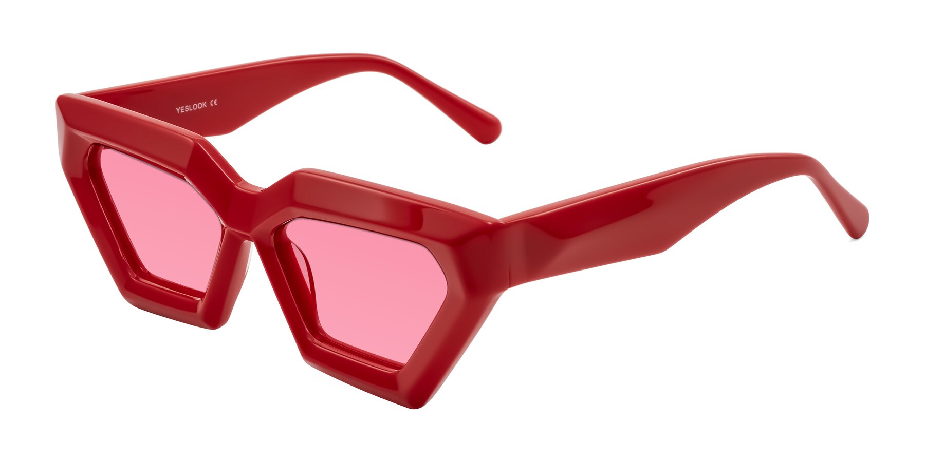 Angle of Giptoo in Red with Pink Tinted Lenses