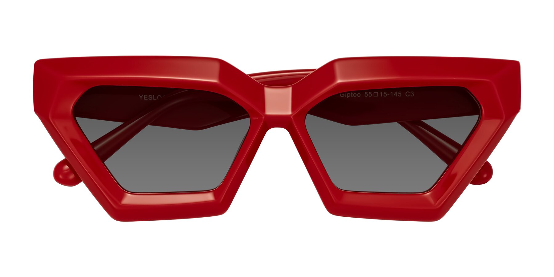 Folded Front of Giptoo in Red with Medium Gray Tinted Lenses
