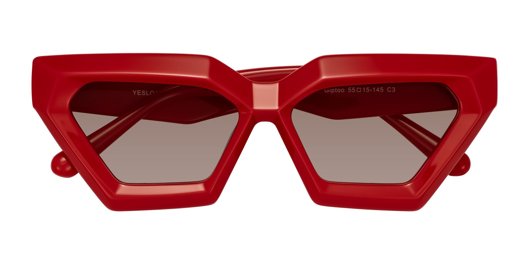 Folded Front of Giptoo in Red with Medium Brown Tinted Lenses