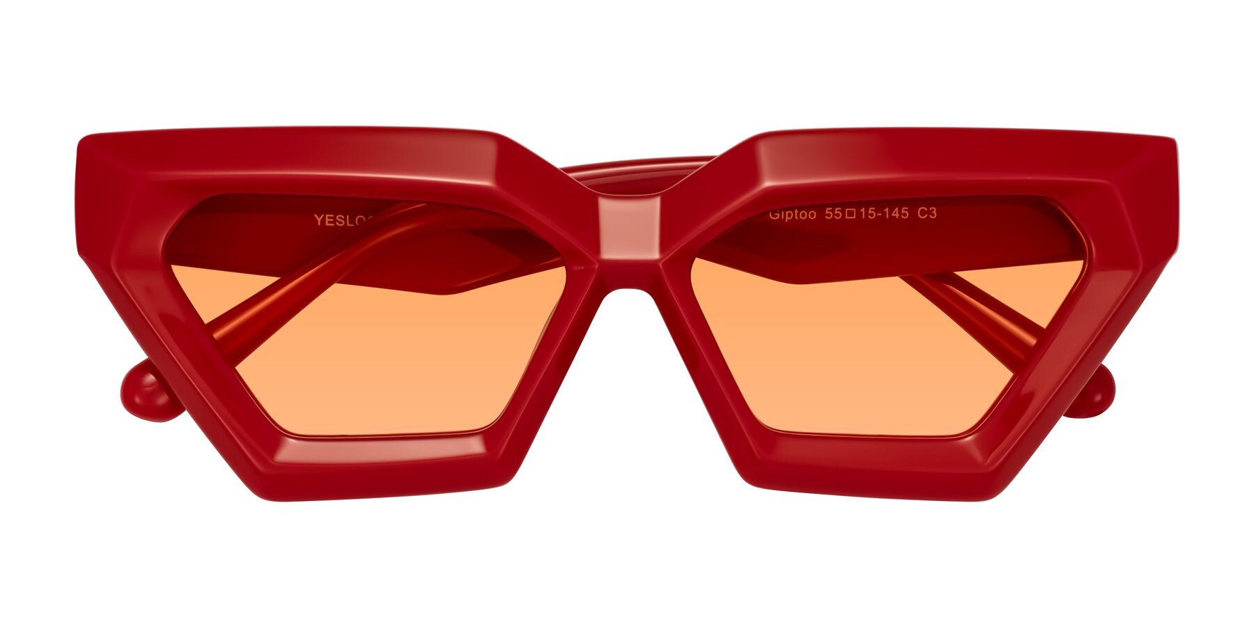 Folded Front of Giptoo in Red with Medium Orange Tinted Lenses