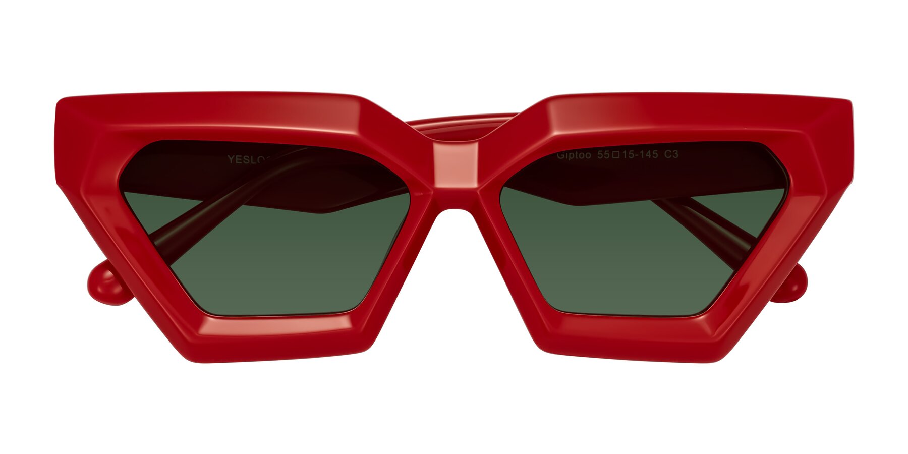 Folded Front of Giptoo in Red with Green Tinted Lenses