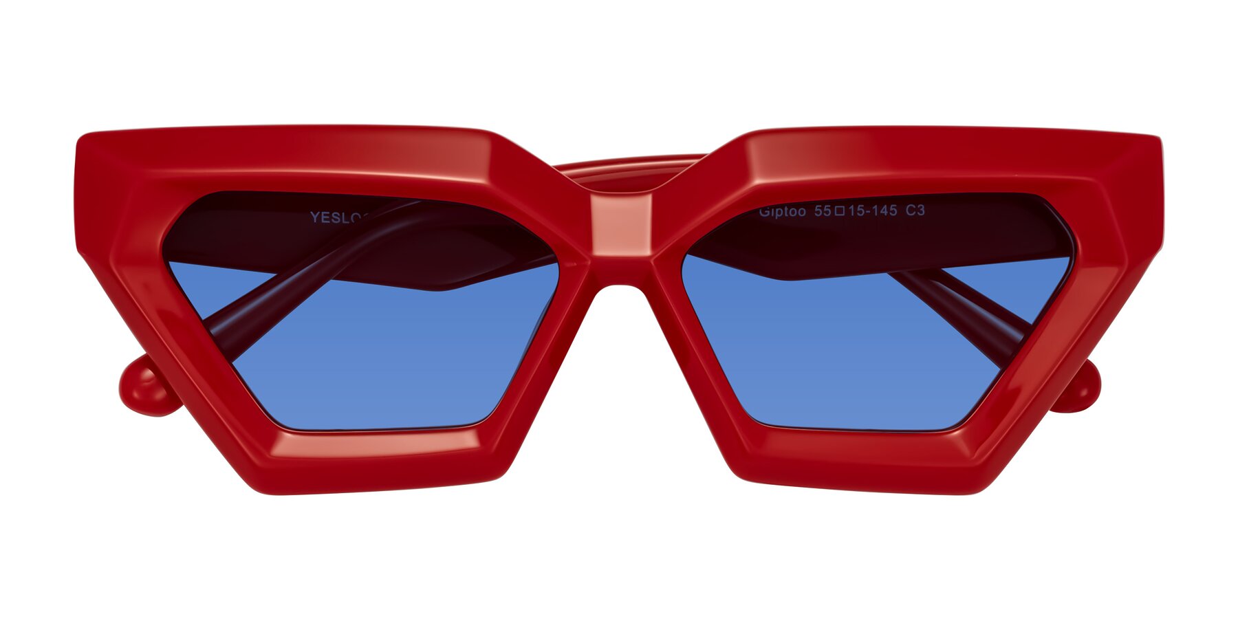 Folded Front of Giptoo in Red with Blue Tinted Lenses