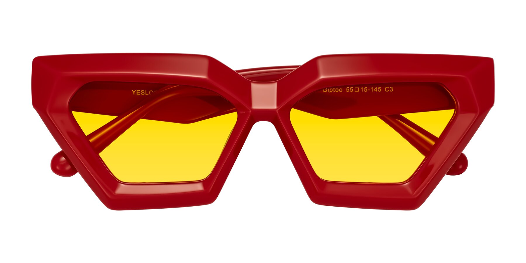 Folded Front of Giptoo in Red with Yellow Tinted Lenses