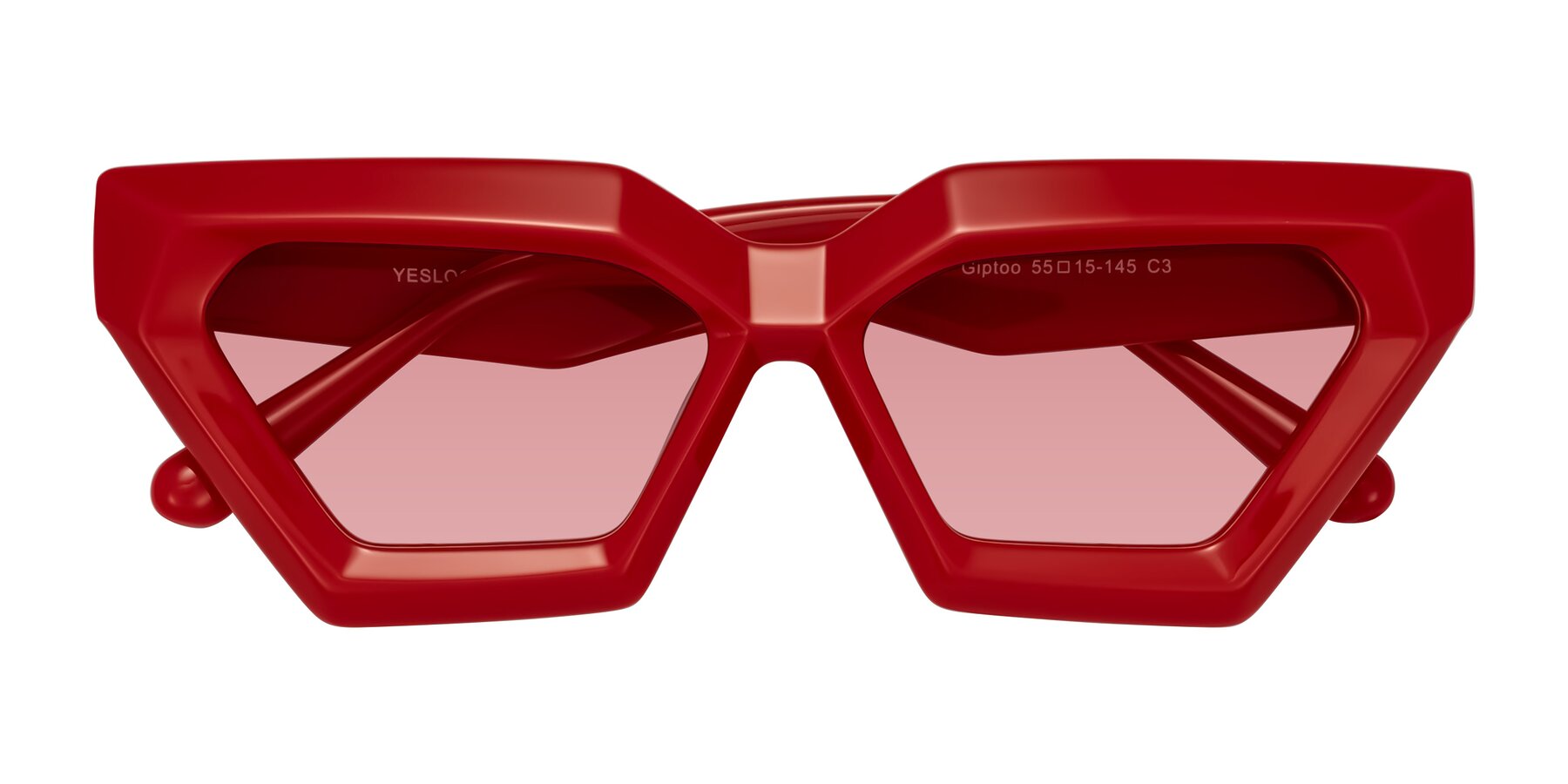 Folded Front of Giptoo in Red with Medium Garnet Tinted Lenses