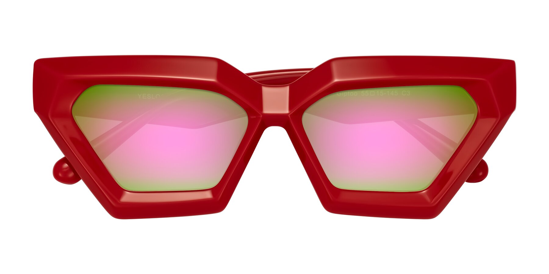 Folded Front of Giptoo in Red with Pink Mirrored Lenses