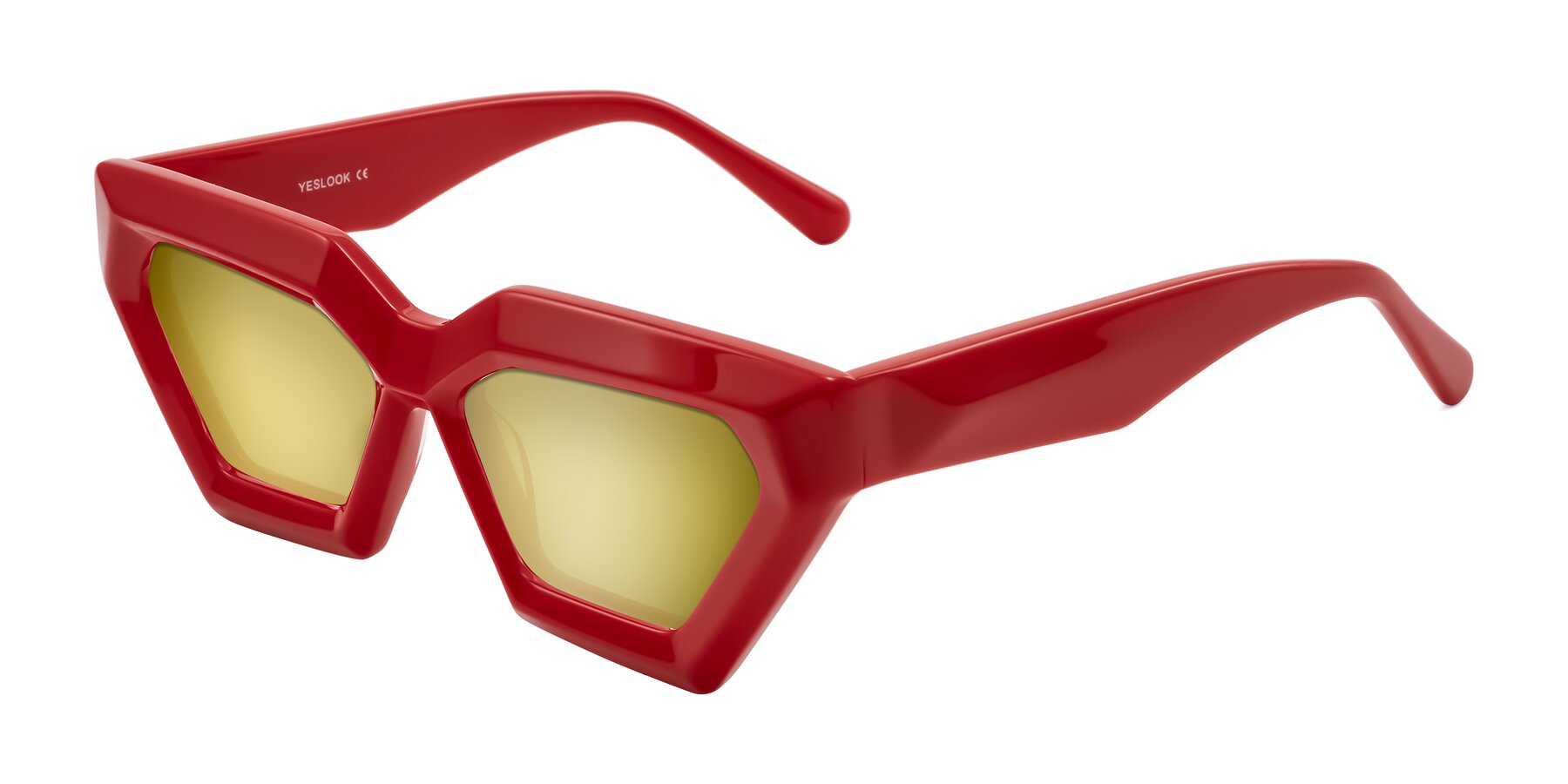Angle of Giptoo in Red with Gold Mirrored Lenses