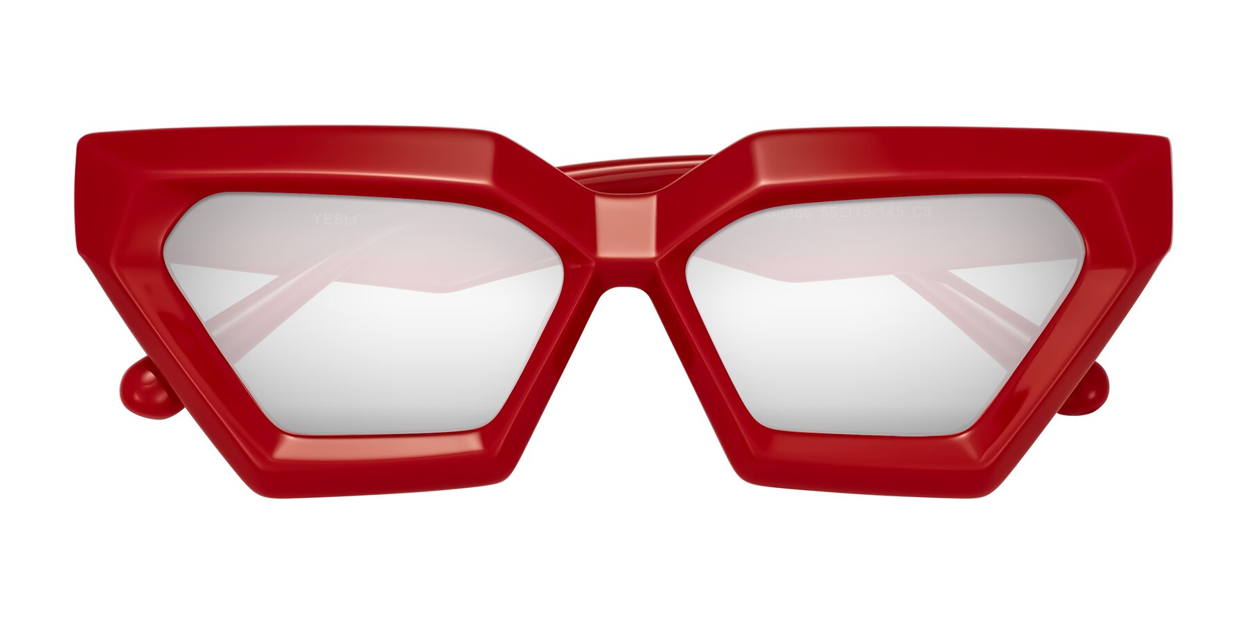 Folded Front of Giptoo in Red with Silver Mirrored Lenses