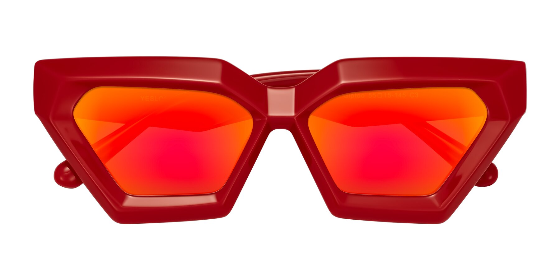 Folded Front of Giptoo in Red with Red Gold Mirrored Lenses