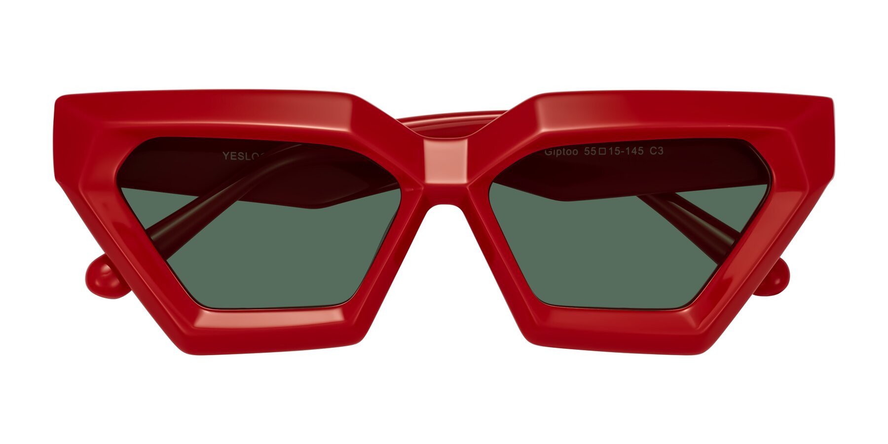 Folded Front of Giptoo in Red with Green Polarized Lenses