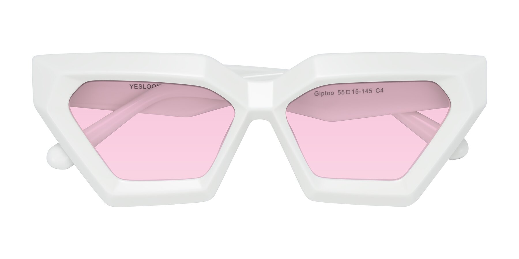 Folded Front of Giptoo in White with Light Pink Tinted Lenses