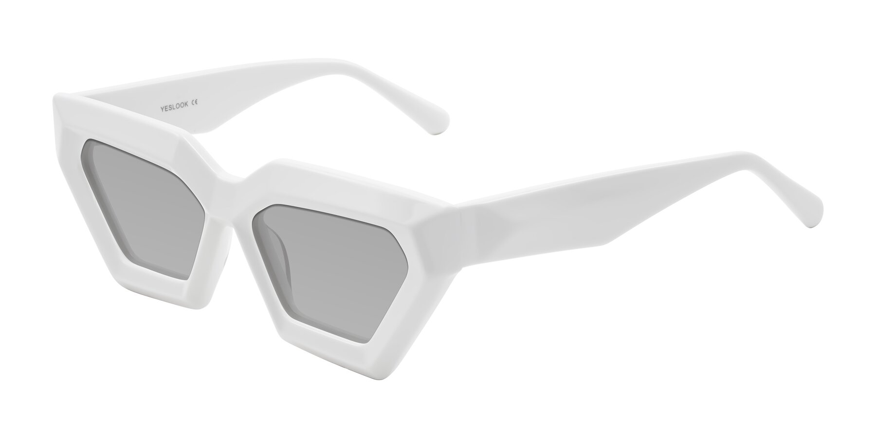 Angle of Giptoo in White with Light Gray Tinted Lenses