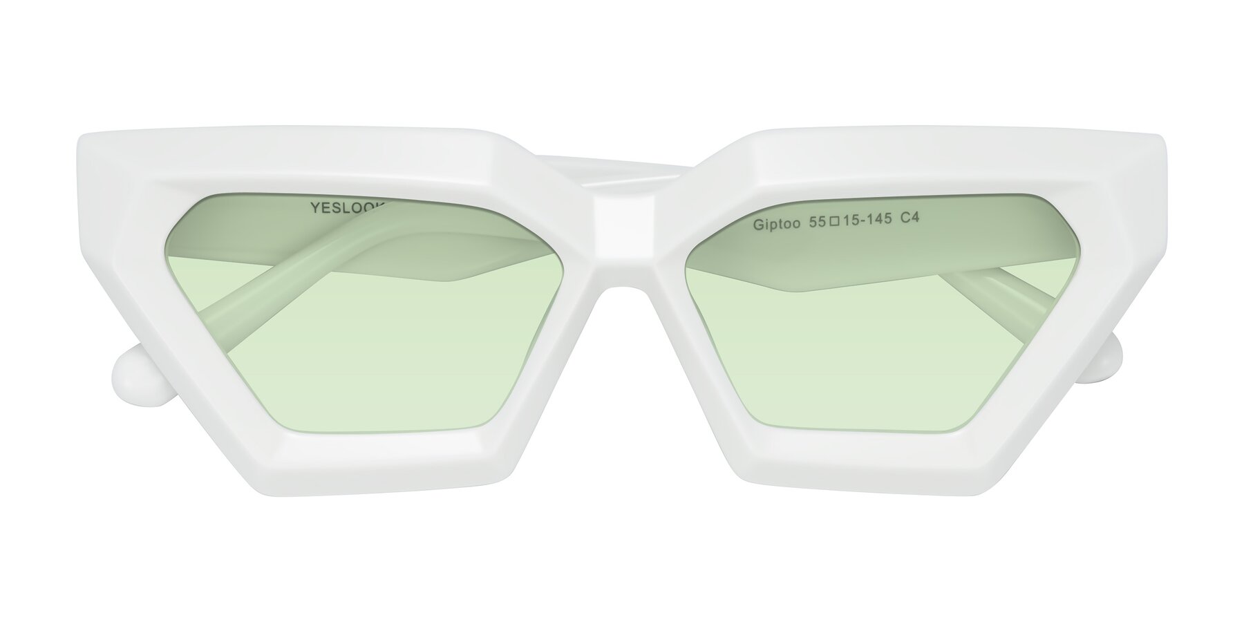 Folded Front of Giptoo in White with Light Green Tinted Lenses