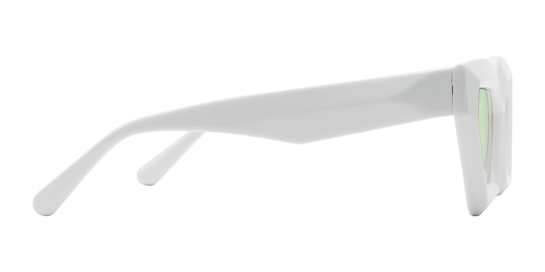Side of Giptoo in White with Light Green Tinted Lenses