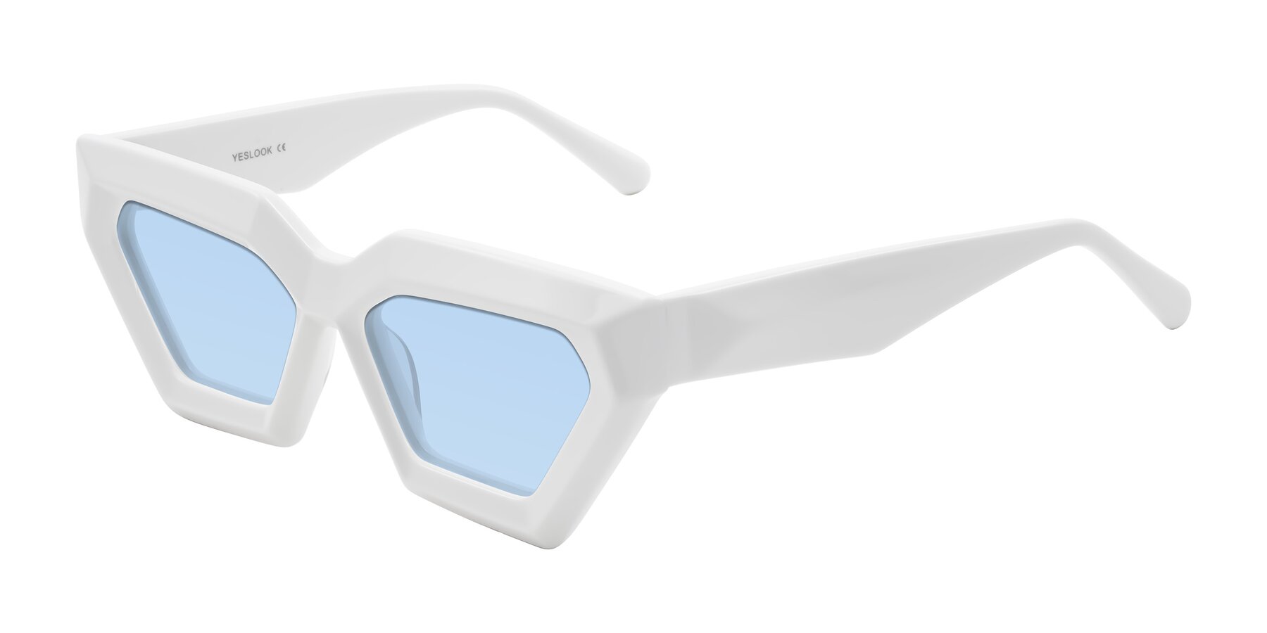 Angle of Giptoo in White with Light Blue Tinted Lenses