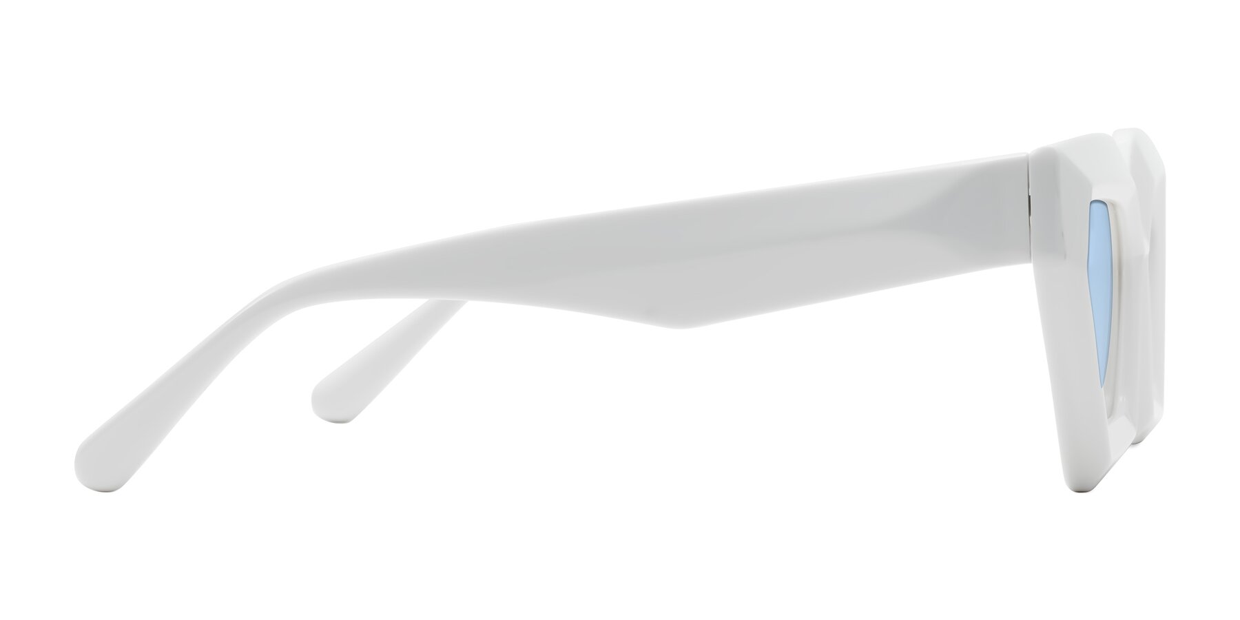 Side of Giptoo in White with Light Blue Tinted Lenses