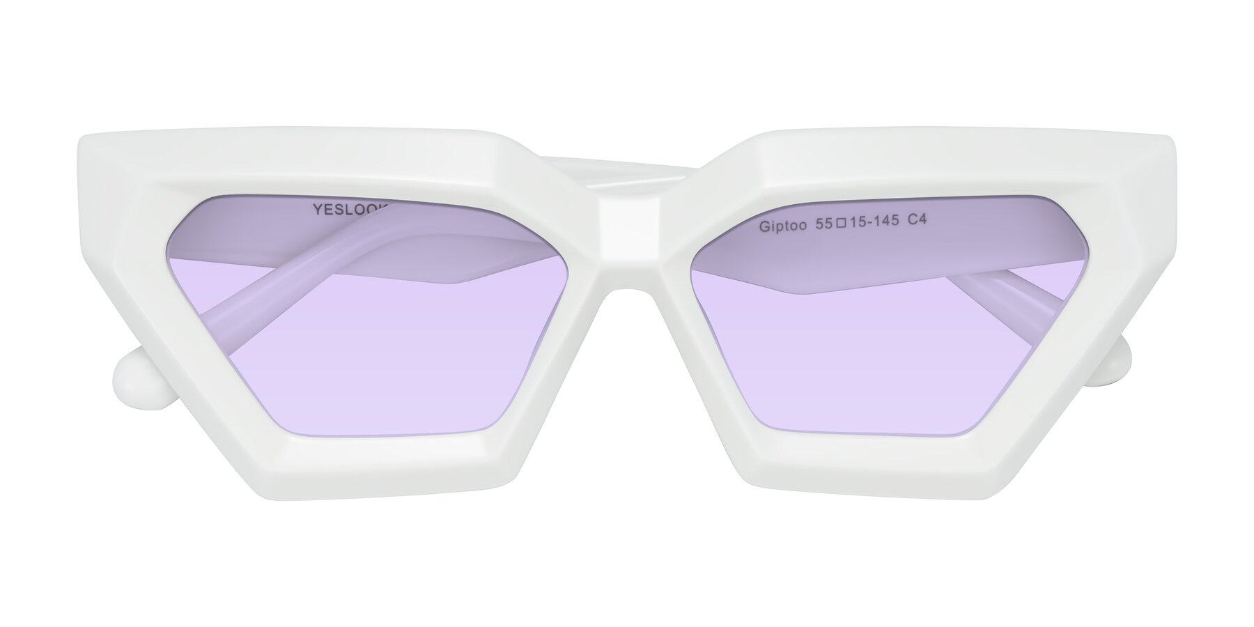 Folded Front of Giptoo in White with Light Purple Tinted Lenses