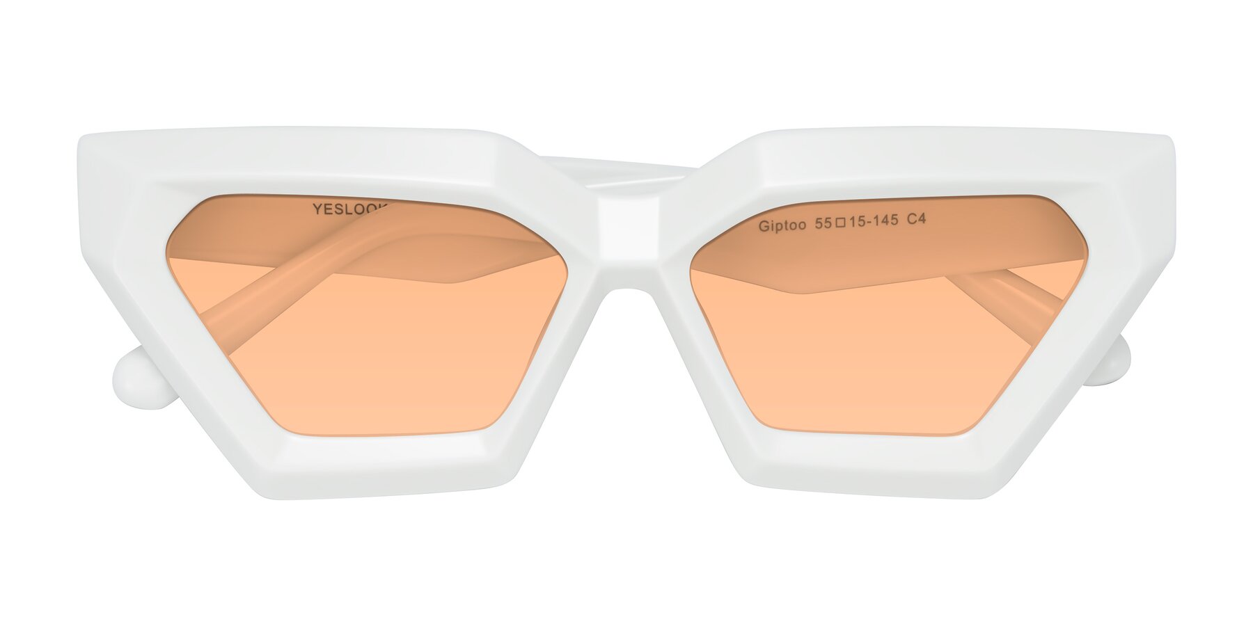Folded Front of Giptoo in White with Light Orange Tinted Lenses