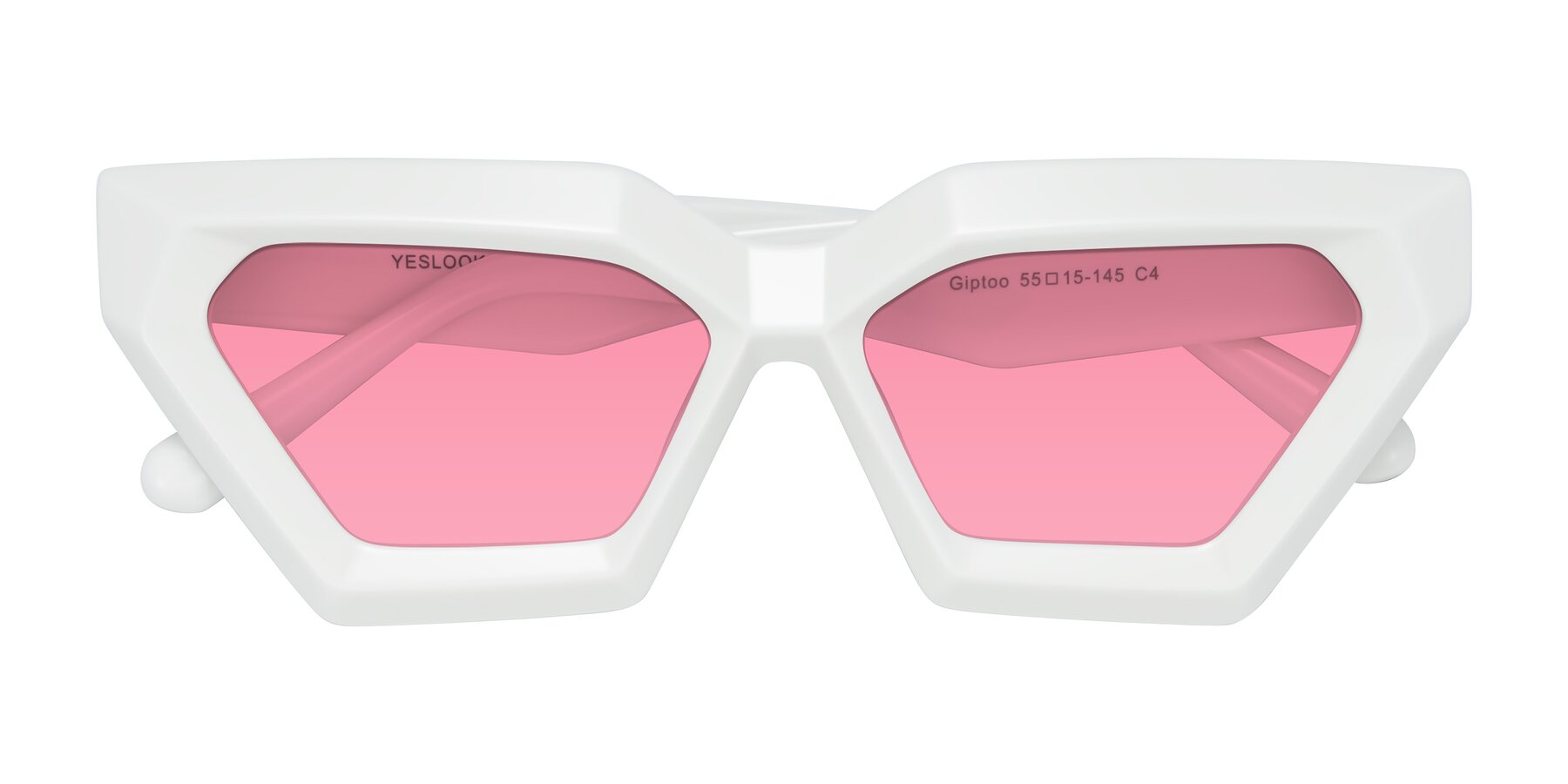 Folded Front of Giptoo in White with Pink Tinted Lenses