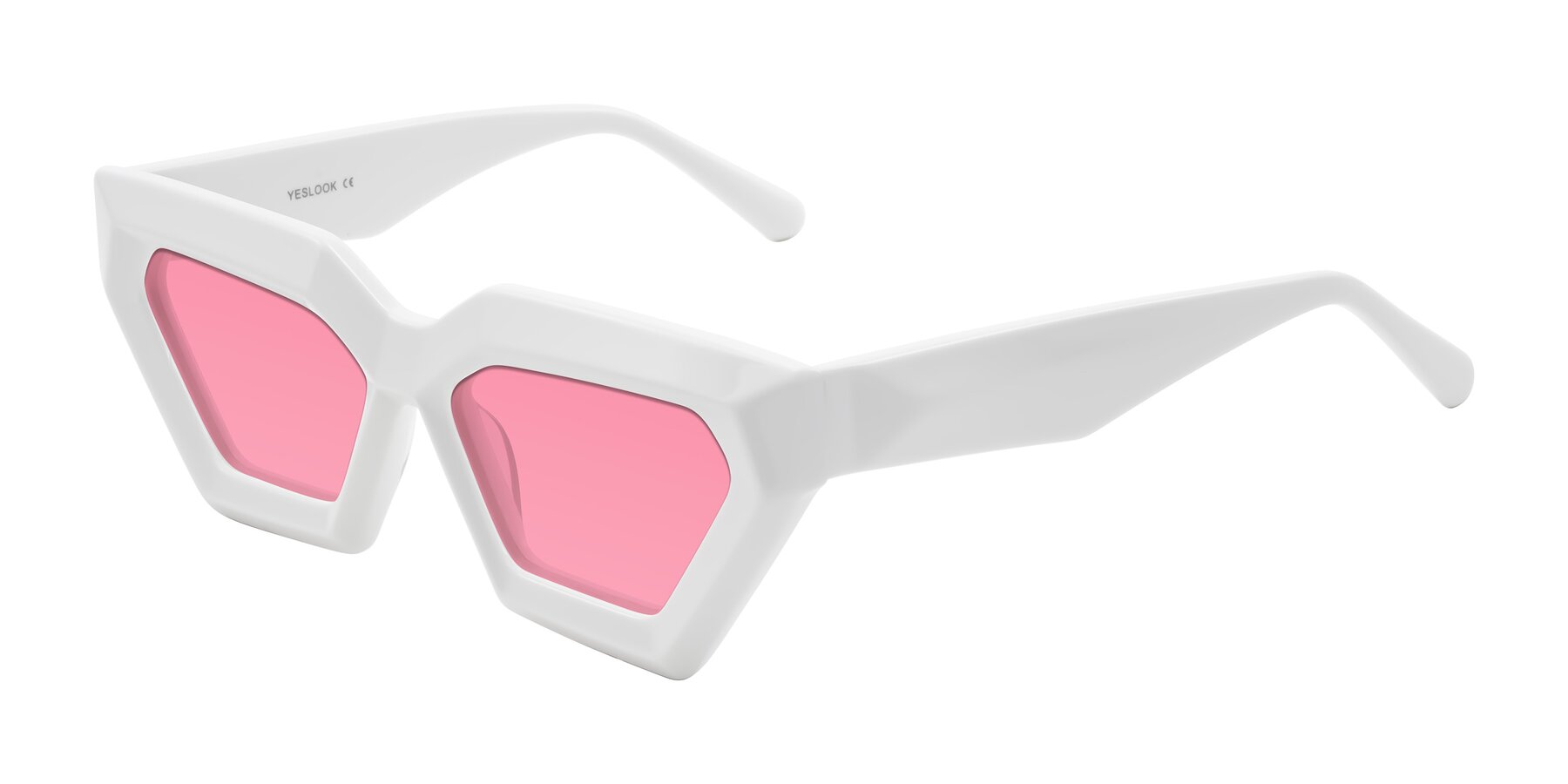Angle of Giptoo in White with Pink Tinted Lenses