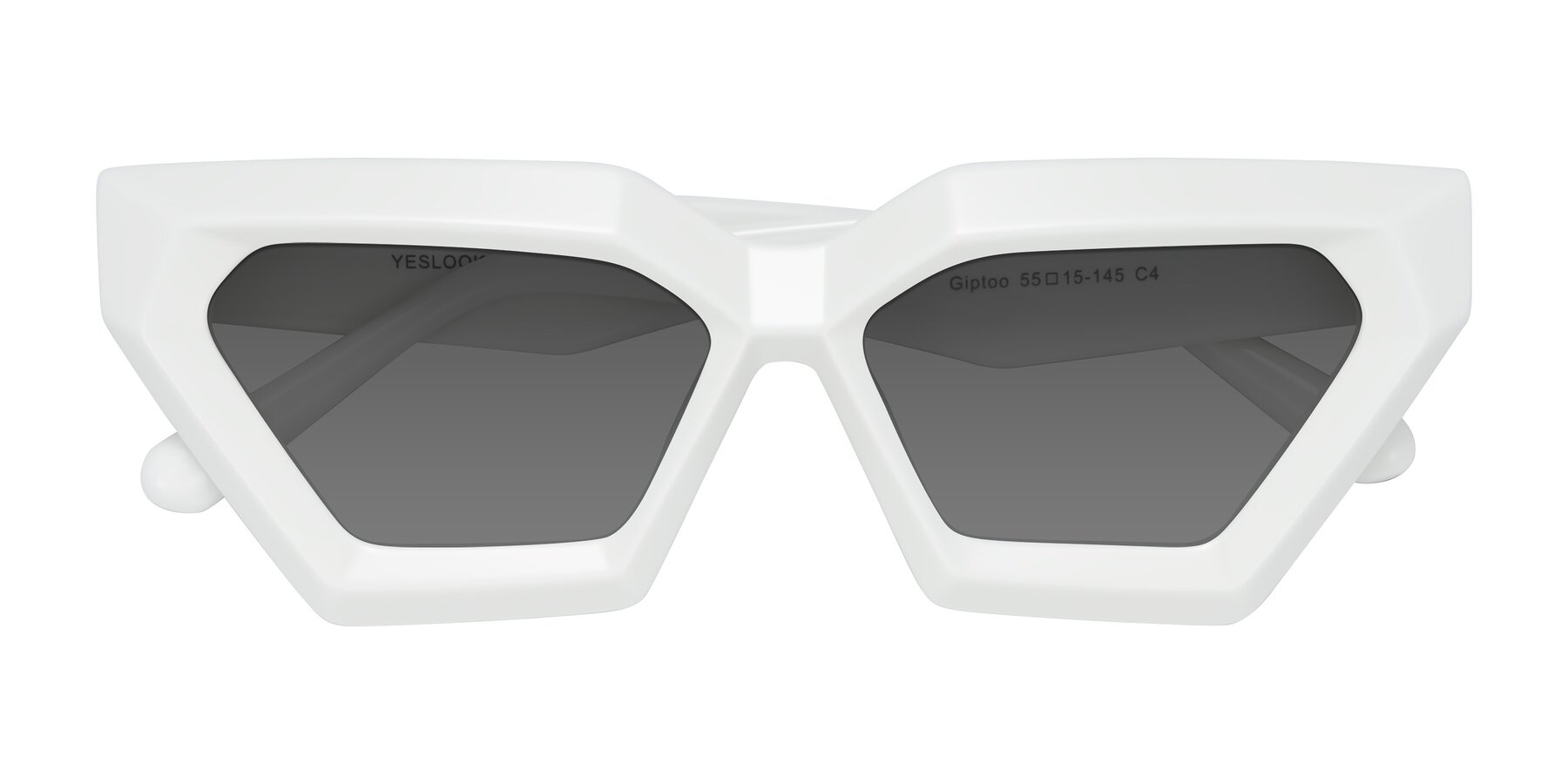 Folded Front of Giptoo in White with Medium Gray Tinted Lenses