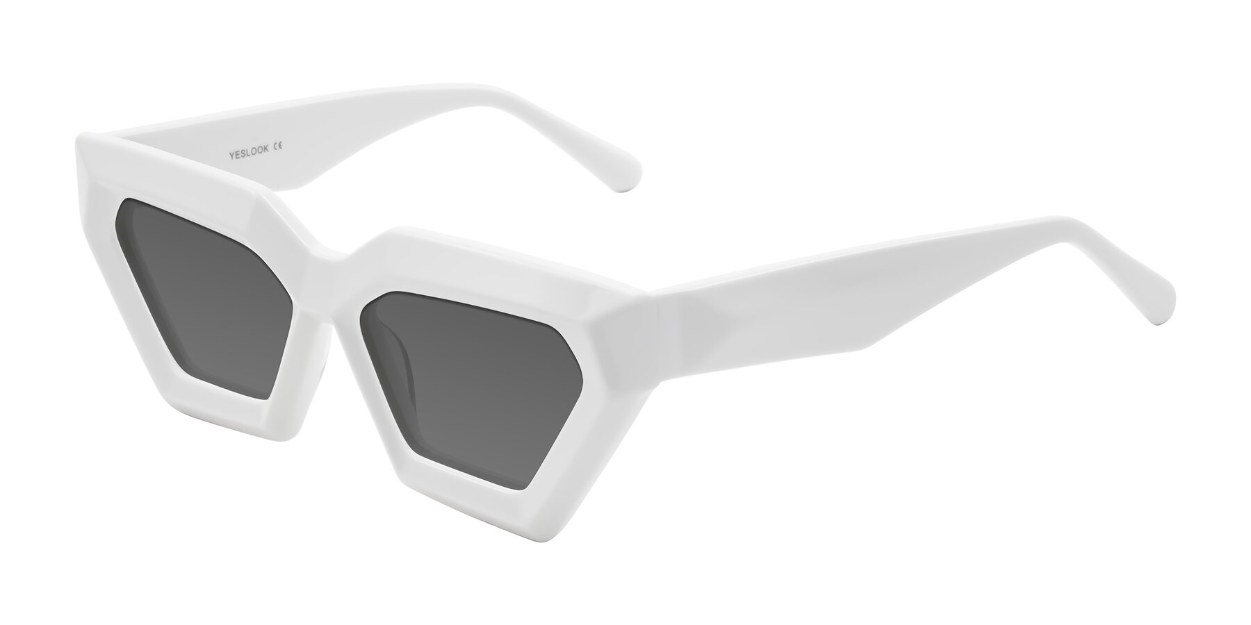 Angle of Giptoo in White with Medium Gray Tinted Lenses