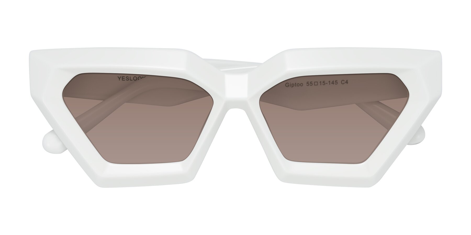 Folded Front of Giptoo in White with Medium Brown Tinted Lenses