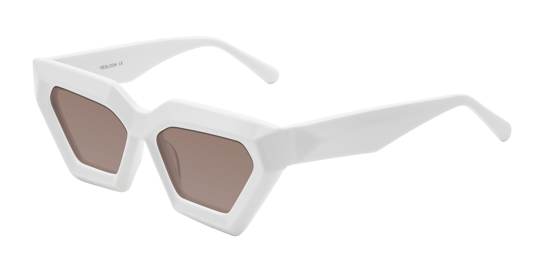 Angle of Giptoo in White with Medium Brown Tinted Lenses