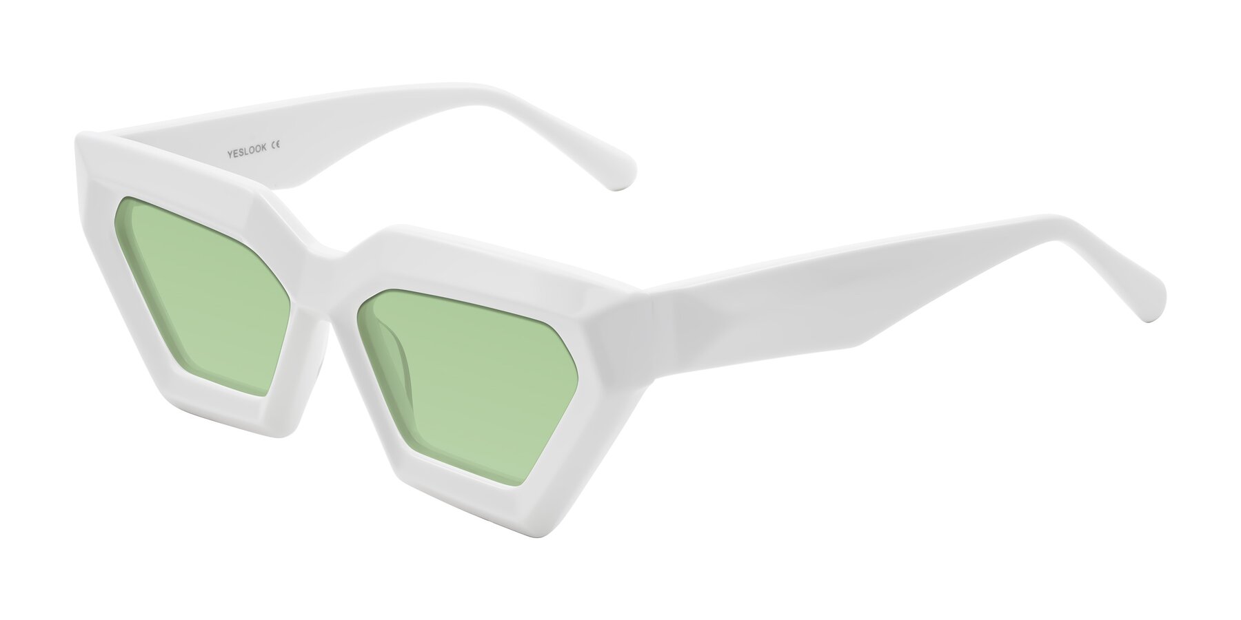 Angle of Giptoo in White with Medium Green Tinted Lenses