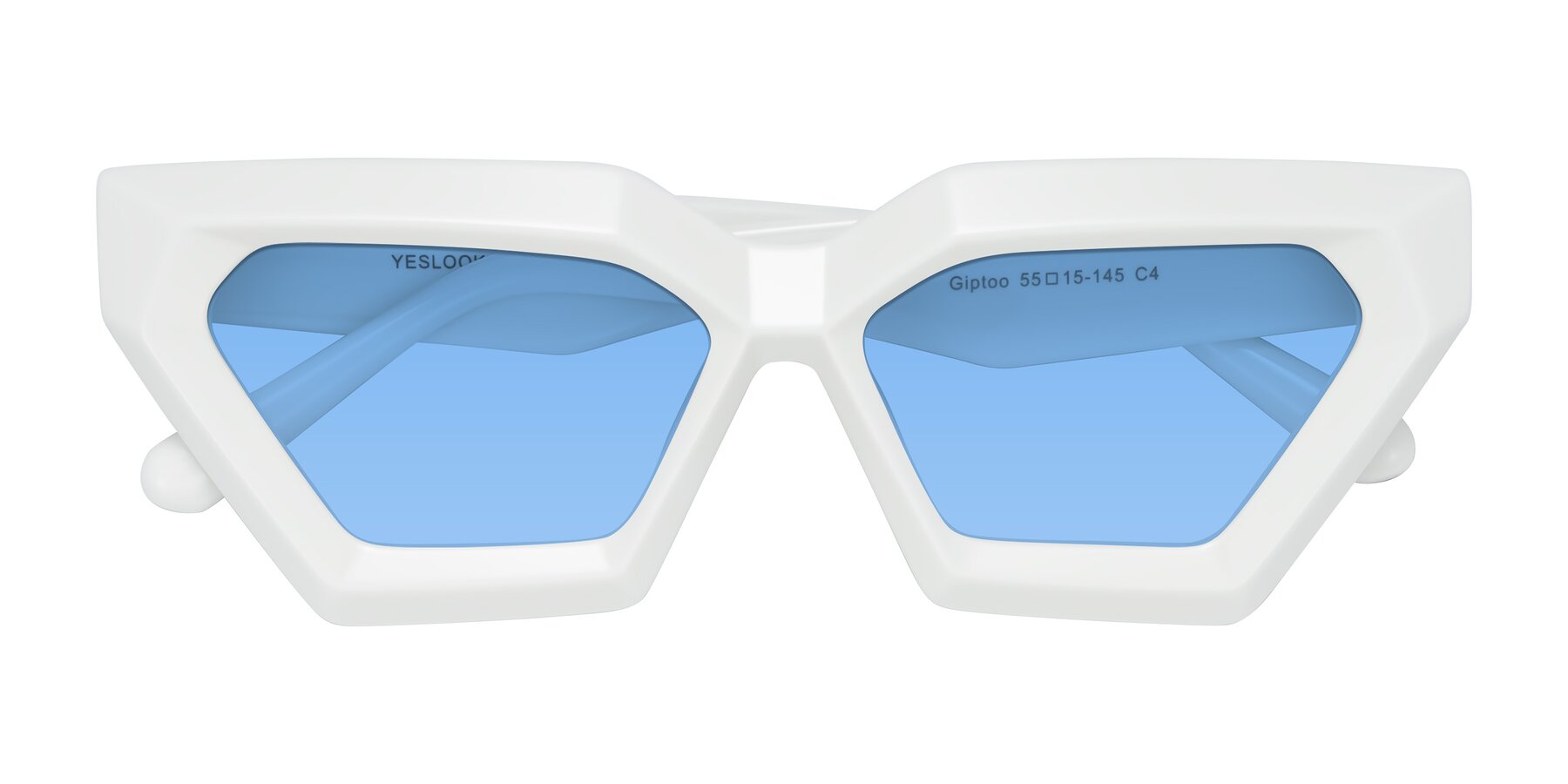 Folded Front of Giptoo in White with Medium Blue Tinted Lenses