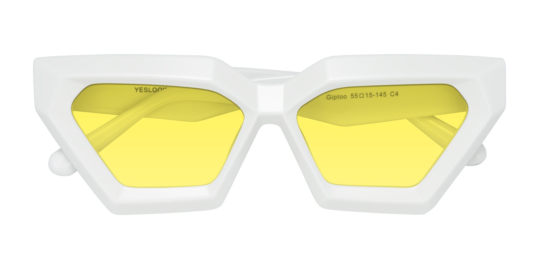 Folded Front of Giptoo in White with Medium Yellow Tinted Lenses