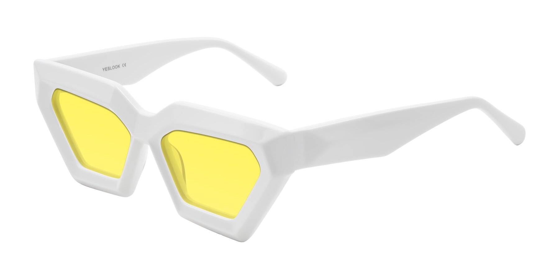 Angle of Giptoo in White with Medium Yellow Tinted Lenses
