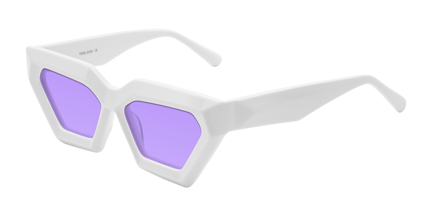 Angle of Giptoo in White with Medium Purple Tinted Lenses