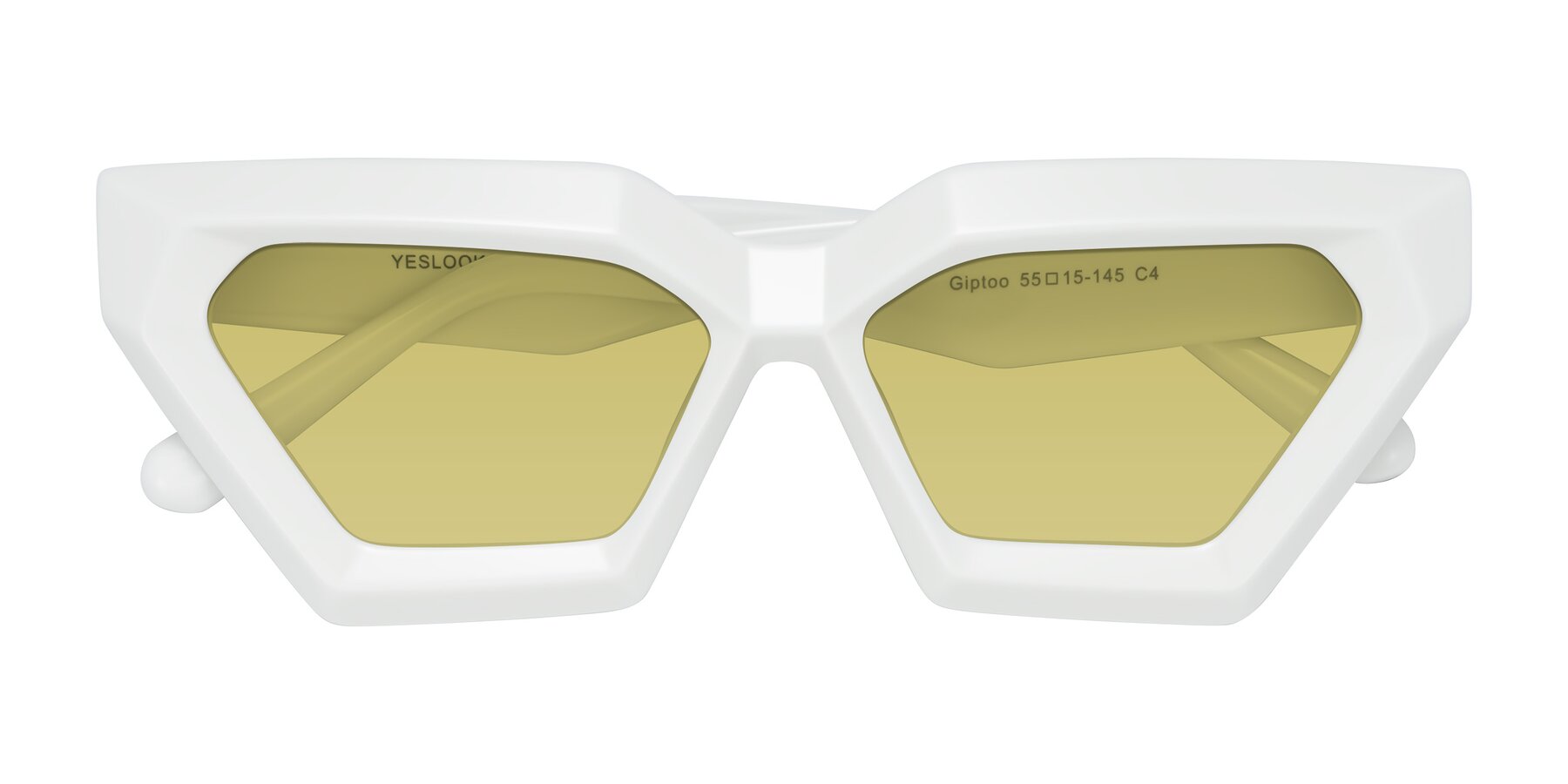 Folded Front of Giptoo in White with Medium Champagne Tinted Lenses