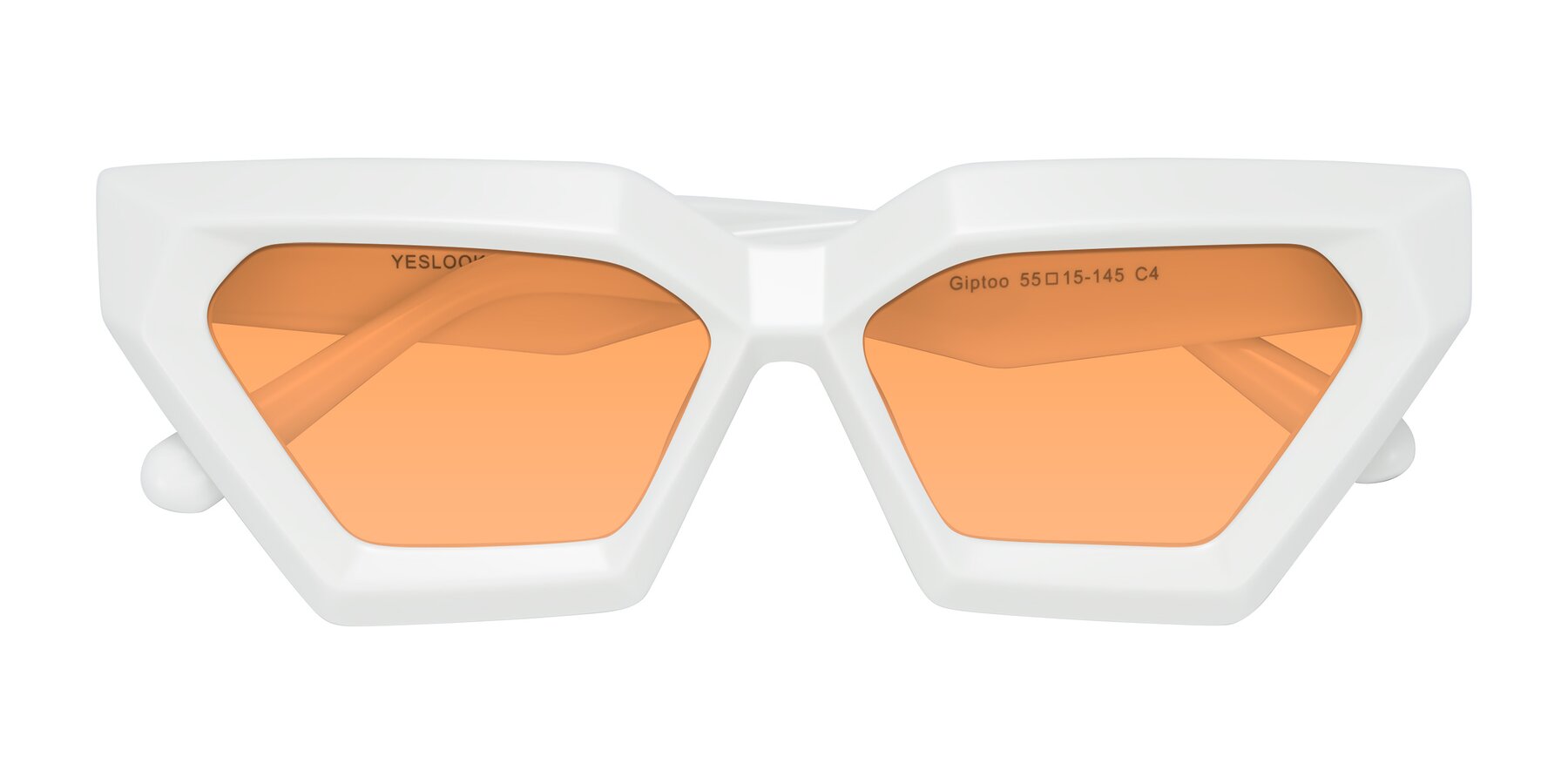 Folded Front of Giptoo in White with Medium Orange Tinted Lenses