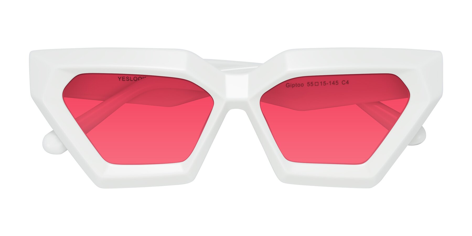 Folded Front of Giptoo in White with Red Tinted Lenses