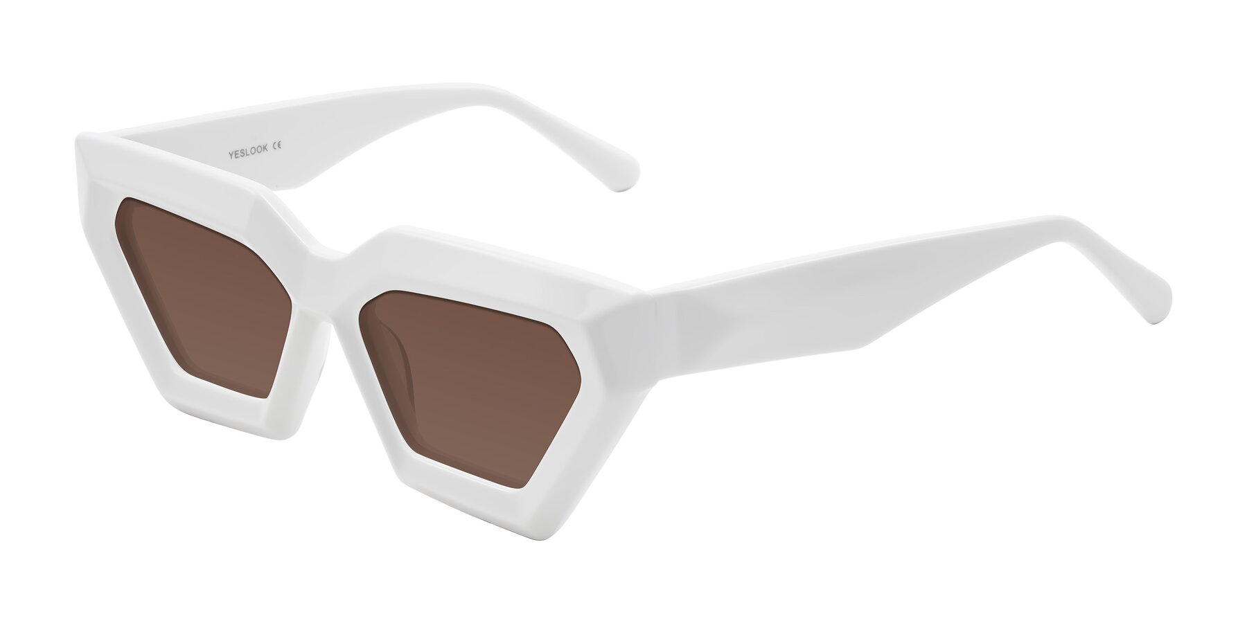 Angle of Giptoo in White with Brown Tinted Lenses