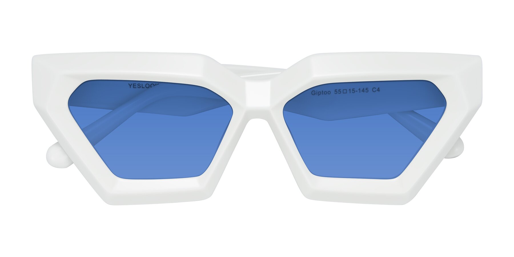 Folded Front of Giptoo in White with Blue Tinted Lenses