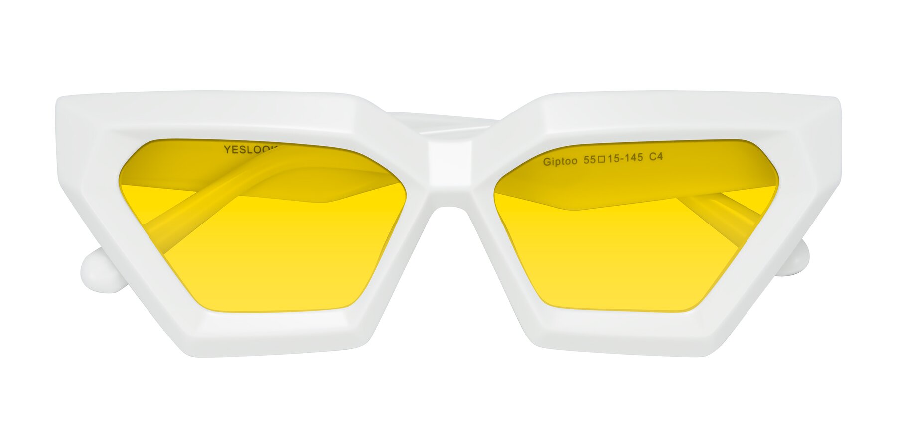 Folded Front of Giptoo in White with Yellow Tinted Lenses