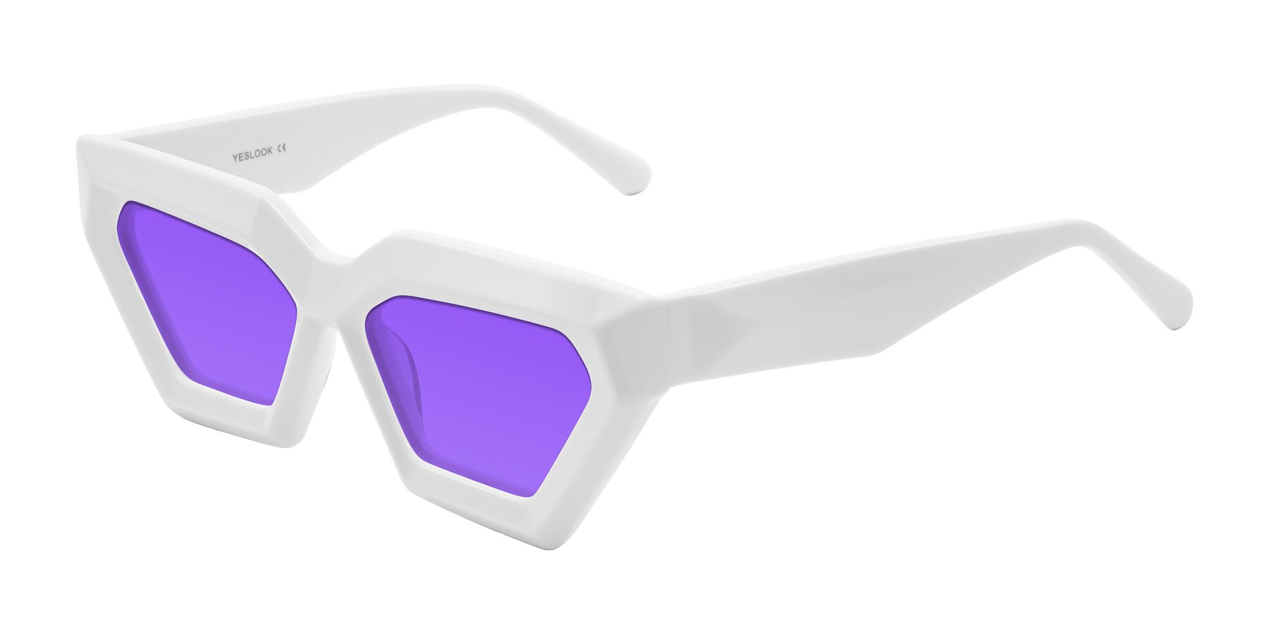 Angle of Giptoo in White with Purple Tinted Lenses