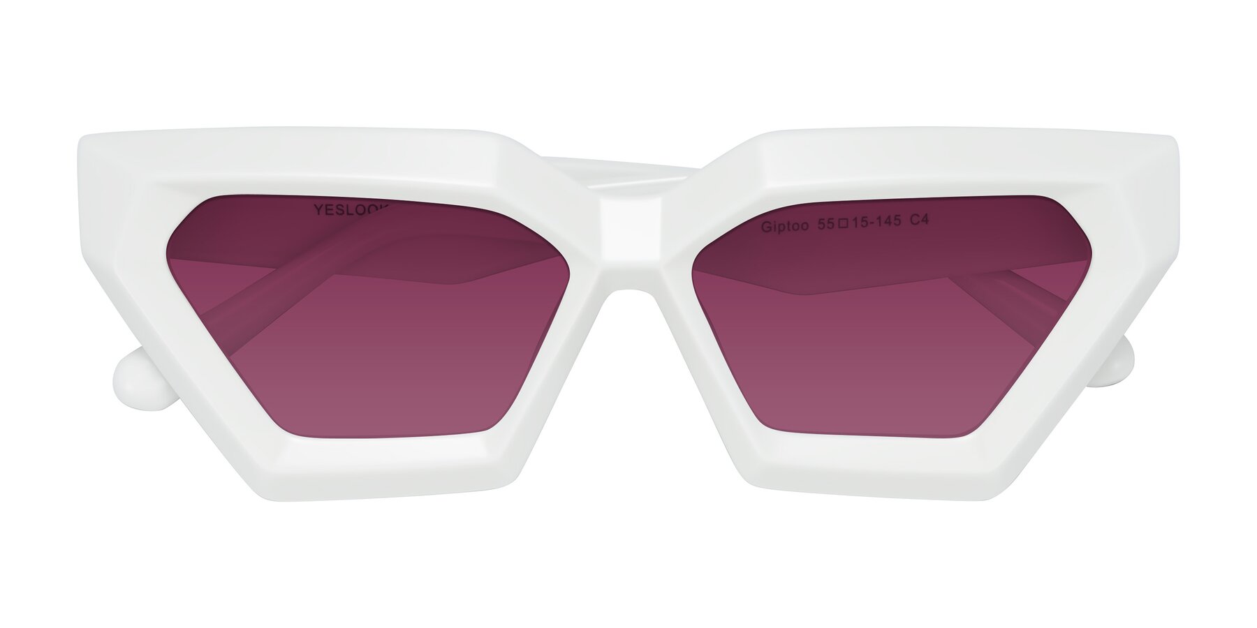 Folded Front of Giptoo in White with Wine Tinted Lenses
