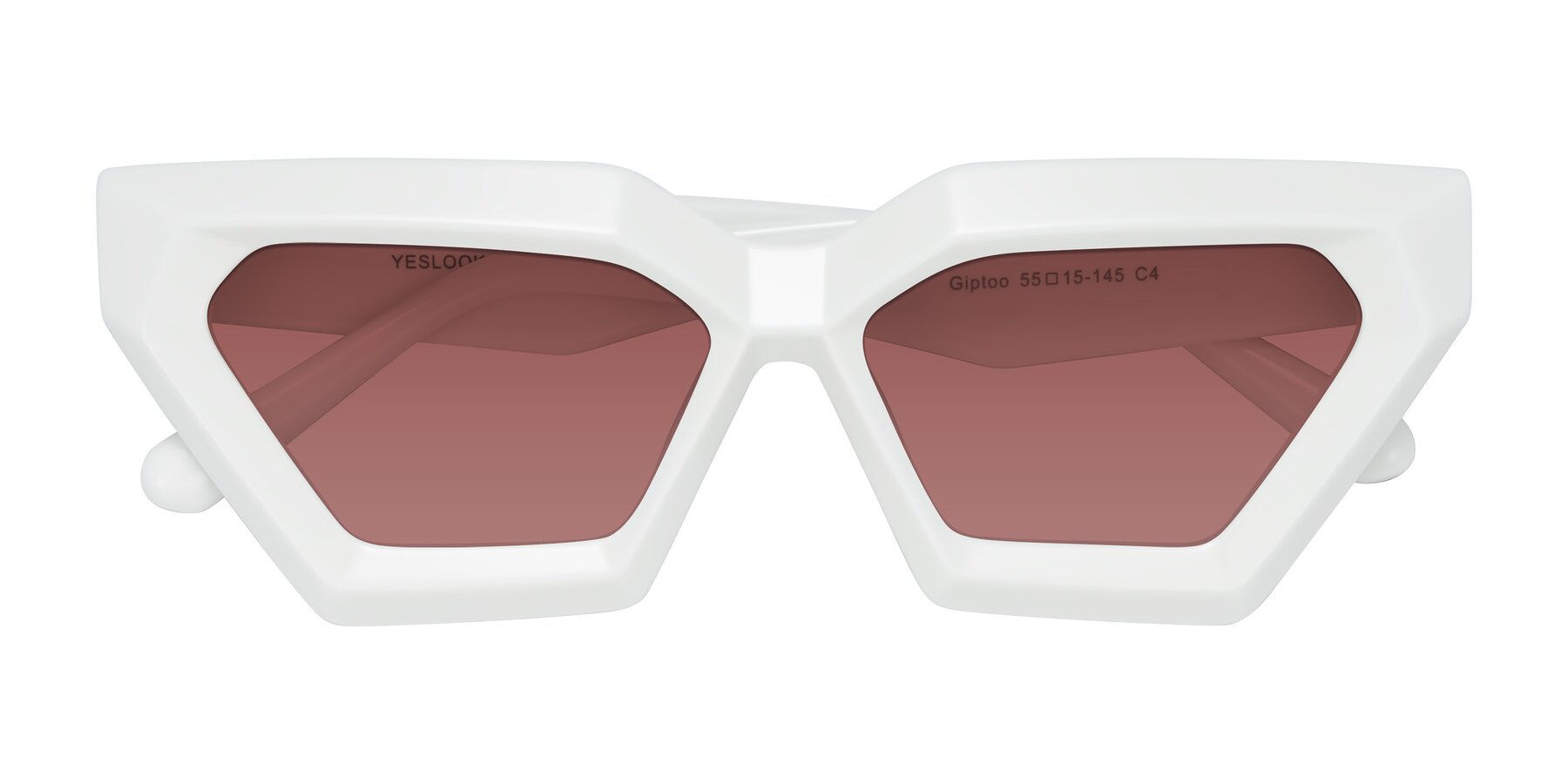 Folded Front of Giptoo in White with Garnet Tinted Lenses