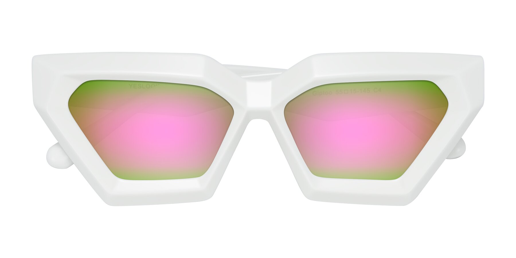 Folded Front of Giptoo in White with Pink Mirrored Lenses